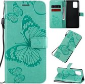 Voor Galaxy A91 / M80s / S10 Lite 3D Vlinders Embossing Patroon Horizontale Flip Leren Case met Houder & Kaartsleuf & Portemonnee & Lanyard (Groen)