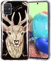 Voor Samsung Galaxy A51 5G Lichtgevende TPU mobiele telefoon beschermhoes (Deer Head)