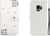 Voor Galaxy S9 Horizontale Flip Effen Kleur Strass Leren Case met Kaartsleuf & Portemonnee & Houder (Diagonale Bloem)