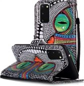 Voor Galaxy A51 Geschilderd Patroon Horizontale Flip Leren Case met Houder & Kaartsleuven & Portemonnee (Green Eyed Owl)