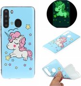 Voor Galaxy A21 Lichtgevende TPU mobiele telefoon beschermhoes (Star Unicorn)