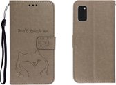 Voor Galaxy A41 reliëf Shiba Inu links en rechts lederen tas met standaard & kaartsleuf & sallet (grijs)