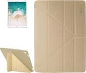 ENKAY voor iPad Pro 10,5 inch Lambskin Texture + Silicone Bottom Case Horizontale Vervorming Flip Leather Case met Drievoudige houder & Slaapfunctie (Goud)