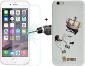 ENKAY Hat-Prince 2-in-1 creatief karakterpatroon Wit TPU-beschermhoes + 0.26 mm 9H + oppervlaktehardheid 2.5D explosieveilige gehard glasfilm voor iPhone 6 & 6s
