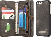 CaseMe voor iPhone 6 & 6s multifunctionele lederen billfold met afneembare magnetische pc-achterkant beschermhoes & 10 kaartsleuven & 3 geldsleuven & 2 fotolijsten & 1 ritsportemonnee & 3 mag