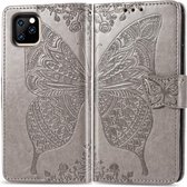 Butterfly Love Flowers Embossing Horizontale Flip Leather Case voor iPhone 11 Pro met houder & kaartsleuven & portemonnee & lanyard (grijs)