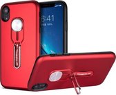 Schokbestendige TPU + pc-beschermhoes met houder voor iPhone XR (rood)