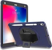 Voor iPad Pro 10,5 inch 360 graden rotatie PC + TPU beschermhoes met houder en draagriem (donkerblauw)