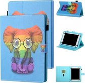 Voor 8 inch Tablet Universele Gekleurde Tekening Stiksels Horizontale Flip Leren Case met Houder & Kaartsleuf (Kleurrijke Olifant)