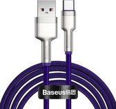 Baseus CATJK-B05 Cafule-serie 40W USB naar Type-C / USB-C metalen oplaadgegevenskabel, lengte: 2m (paars)