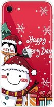 Christmas Series Clear TPU beschermhoes voor iPhone SE (2020) / 8/7 (Cute Penguin Snowman)