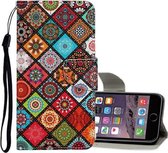 Voor iPhone 6 Plus / 6s Plus Gekleurde tekening patroon Horizontale flip lederen tas met houder & kaartsleuven & portemonnee (Folk-custom)