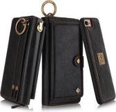 Voor iPhone 7 Plus / 8 Plus POLA Multifunctionele Mode Rits Magnetische Horizontale Flip Leren Case met Kaartsleuven & Portemonnee & Fotolijst & Lanyard (Zwart)