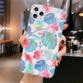 Voor iPhone 11 Kleurrijke Laser Flower-serie IMD TPU mobiele telefoonhoes (Monstera KL3)