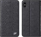 Voor iPhone X / XS Krokodiltextuur PC + TPU Horizontale lederen flip-hoes met houder & kaartsleuven en portemonnee (zwart)