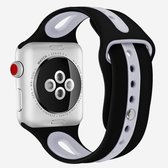 Voor Apple Watch Series 6 & SE & 5 & 4 44mm / 3 & 2 & 1 42mm Tweekleurige siliconen open horlogeband (zwart + grijs)