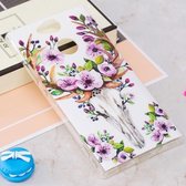 Voor Sony Xperia XA2 Noctilucent Flower Deer Pattern TPU Soft Case beschermhoes