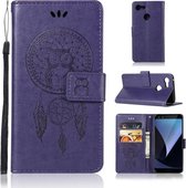 Windgong Uil Embossing Patroon Horizontale Flip Leren Case voor Google Pixel 3, met houder & kaartsleuven & portemonnee (paars)