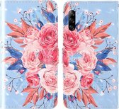 Voor Sony Xperia L4 3D-schilderij Gekleurd tekeningpatroon Horizontaal Flip TPU + PU-lederen hoes met houder & kaartsleuven & portemonnee & lanyard (kleurrijke bloemen)