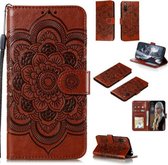 Voor Sony Xperia L4 Mandala Embossing Patroon Horizontale Flip Leren Case met Houder & Kaartsleuven & Portemonnee & Fotolijst & Lanyard (Bruin)