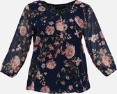 LOLALIZA Blouse met bloemen - Marine Blauw - Maat 34