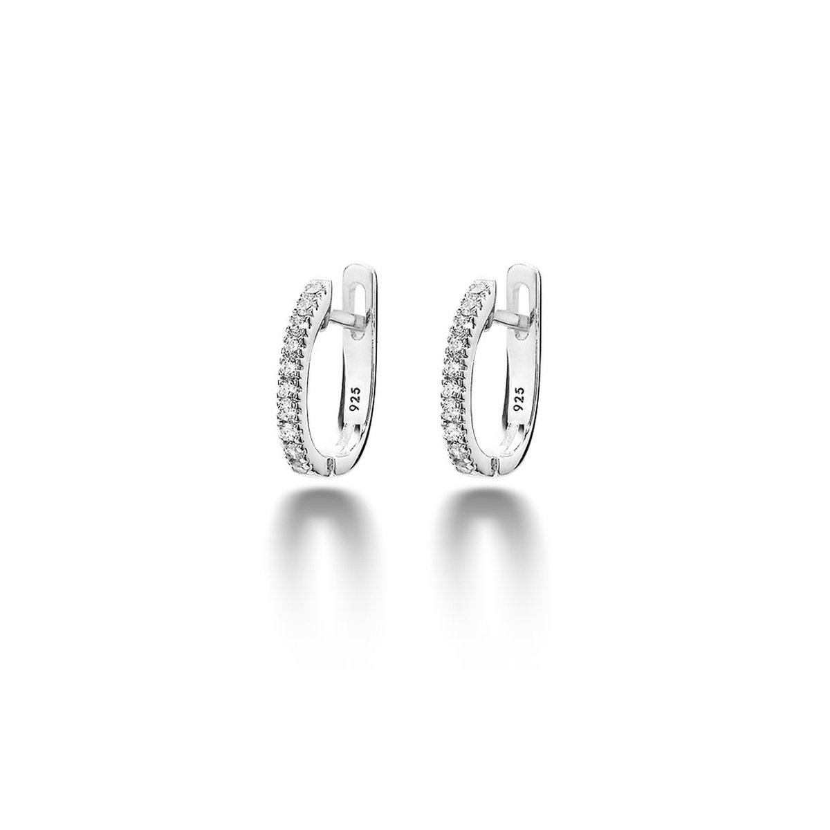 Twice As Nice ovale oorringen in zilver, zirkonia Wit