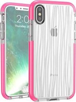 Voor iPhone X / XS D30 + TPU Moiré-patroon beschermende achterkant van de behuizing (wit + magenta)