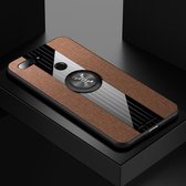 Voor Xiaomi Mi 8 Lite XINLI Stikstof Textuur Schokbestendig TPU beschermhoes met ringhouder (bruin)