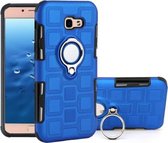 Voor Galaxy A5 (2017) 2 in 1 kubus pc + TPU beschermhoes met 360 graden draaien zilveren ringhouder (blauw)
