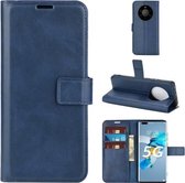 Retro kalfspatroon gesp horizontale flip lederen tas met houder & kaartsleuven & portemonnee voor Huawei Mate 40 Pro + (blauw)