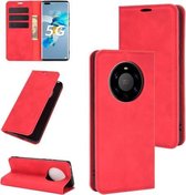 Voor Huawei Mate 40 Pro + Retro-skin Business magnetische zuignap lederen tas met houder & kaartsleuven en portemonnee (rood)