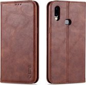 Voor Samsung Galaxy A10s AZNS Retro Textuur Magnetische Horizontale Flip PU Leather Case met Houder & Kaartsleuven & Fotolijst (Koffie)