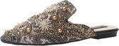 Klinknagel geborduurde sandalen in etnische stijl pantoffels voor dames (kleur: beige, maat: 38)