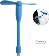 USB-C / Type-C Buigbare mini Sterke wind Lange handgreep Kleine ventilator, voor Galaxy S8, Huawei P10 Plus / P9 en andere Type-C Socket-telefoons (blauw)