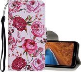 Voor Xiaomi Redmi Note 9 Gekleurde Tekening Patroon Horizontale Flip Leren Case met Houder & Kaartsleuven & Portemonnee (Pioen)