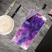 Voor Samsung Galaxy S21 + 5G marmeren schokbestendige TPU beschermhoes (abstract paars)