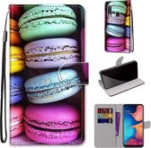 Voor Samsung Galaxy A20e Gekleurde Tekening Cross Textuur Horizontale Flip PU Lederen Case met Houder & Kaartsleuven & Portemonnee & Lanyard (Kleurrijke Laagcake)