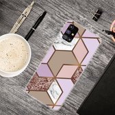 Voor Samsung Galaxy M51 Marble Shockproof TPU beschermhoes (Rhombus Orange Purple)