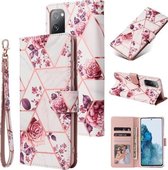 Voor Samsung Galaxy S20 FE Marmer Bronzing Stitching Horizontale Flip PU lederen tas met houder & kaartsleuven & portemonnee & fotolijst (rose goud)