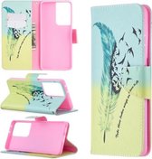 Voor Samsung Galaxy S21 Ultra 5G Gekleurde Tekening Patroon Horizontale Flip Leren Case met Houder & Kaartsleuven & Portemonnee (Veer)