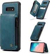 Voor Samsung Galaxy S10e CaseMe C20 multifunctionele pc + TPU beschermhoes met houder & kaartsleuf & portemonnee (blauw)