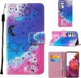 Voor Samsung Galaxy S21 Ultra 5G Cross Texture Painting Pattern Horizontale Flip Leather Case met Houder & Kaartsleuven & Portemonnee & Lanyard (Love Universe)