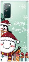 Voor Samsung Galaxy S20 FE Christmas Series Clear TPU beschermhoes (Cute Penguin Snowman)