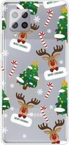 Voor Samsung Galaxy A42 Christmas Series Clear TPU beschermhoes (Cane Deer)