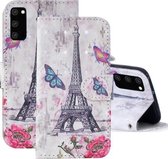 Voor Samsung Galaxy S20 FE 3D Schilderen Patroon Gekleurde Tekening Horizontale Flip PU Lederen Case met Houder & Kaartsleuven & Portemonnee (Eiffeltoren)