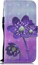 Voor Samsung Galaxy S20 FE 3D-schilderijpatroon Gekleurde tekening Horizontale flip PU-lederen tas met houder & kaartsleuven en portemonnee (paarse bloem)