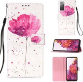 Voor Samsung Galaxy S20 FE 3D schilderij horizontale flip lederen tas met houder & kaartsleuf & lanyard (bloem)