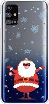 Voor Samsung Galaxy M51 Trendy Leuke Kerst Patroon Case Clear TPU Cover Telefoon Gevallen (Kerstman met Open Handen)