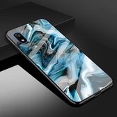 Voor Xiaomi Redmi 7A beschermhoes van marmerglas (inktblauw)