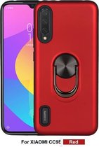 Voor Xiaomi Mi CC9e / A3 360 roterende multifunctionele stent PC + TPU-hoes met magnetische onzichtbare houder (rood)